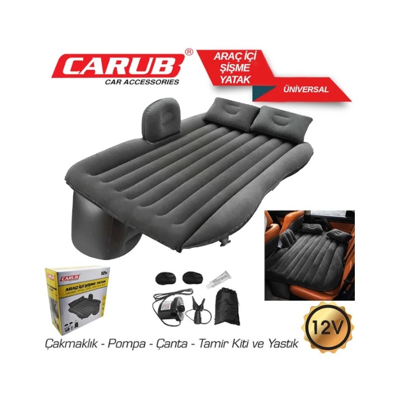 ARAÇ İÇİ ŞİŞME YATAK POMPA+ÇANTA+YASTIK+TAMİR KİTİ 12V 4620645 CARUB