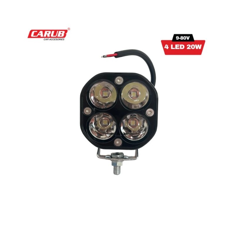 ÇALIŞMA LAMBASI KARE TİP YUVARLAK 10-80V 20W 4LED 80X80MM 3010617 CARU