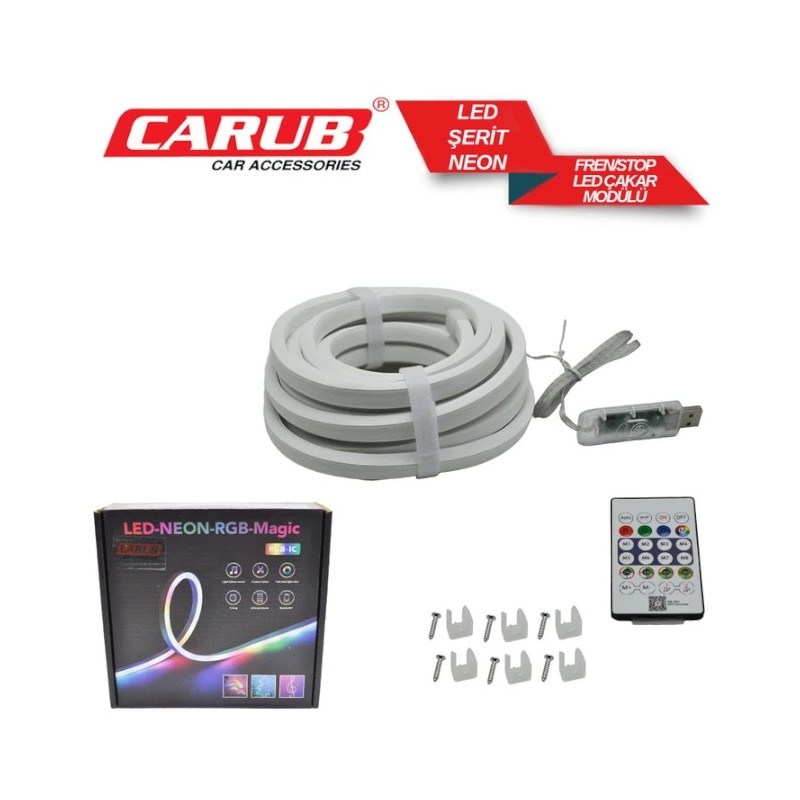 ELASTİK NEON FİTİL ŞEFFAF IŞIKLI RGB UZ. KUM + TELEFON AYARLI 5MT 12-2