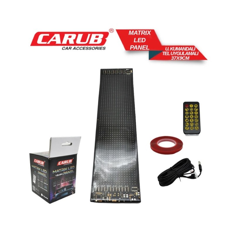 ELASTİK LED PİXEL MATRIX PANEL UZ. KUMANDALI + TELEFON AYARLI 37X9CM 4